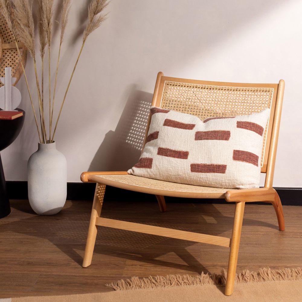 Printed Slub Cotton Feather Cushion